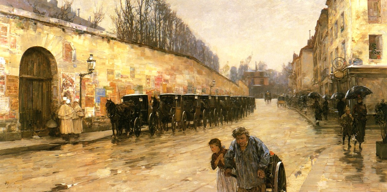 Cab Station, Rue Bonaparte, Paris af Childe Frederick Hassam