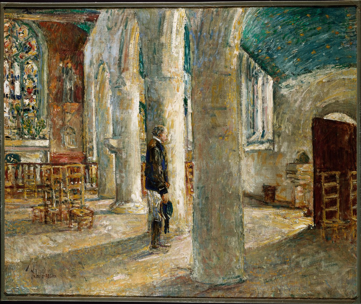 Kirkens interiør, Bretagne af Childe Frederick Hassam