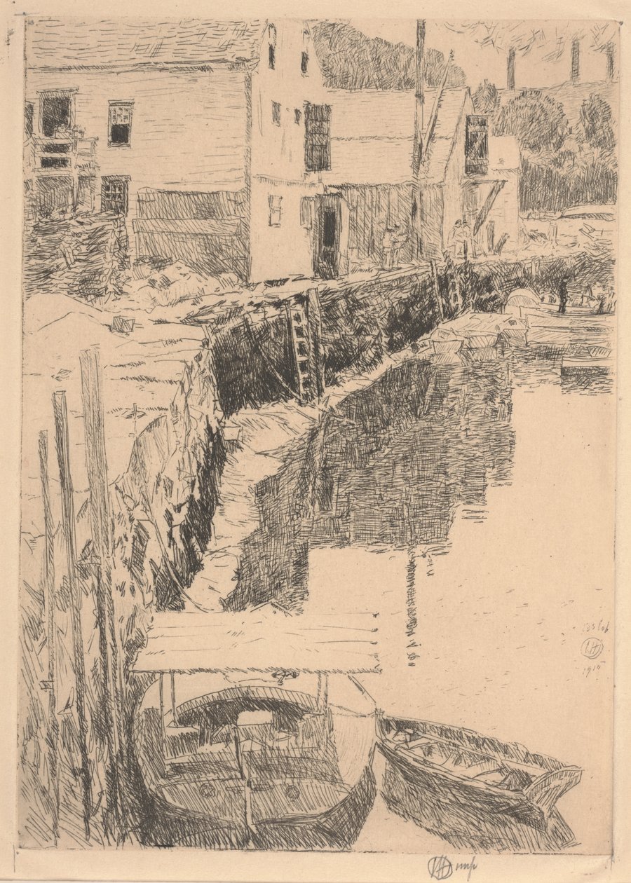 Cos Cob Dock af Childe Frederick Hassam