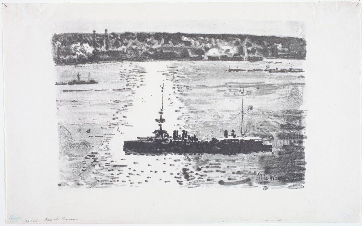 Fransk krydser (litho) af Childe Frederick Hassam