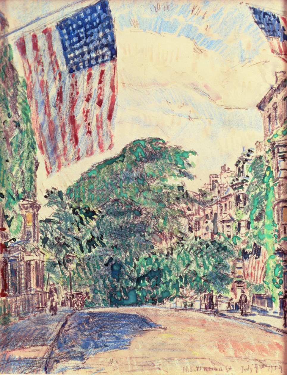 Mount Vernon Street, Boston af Childe Frederick Hassam
