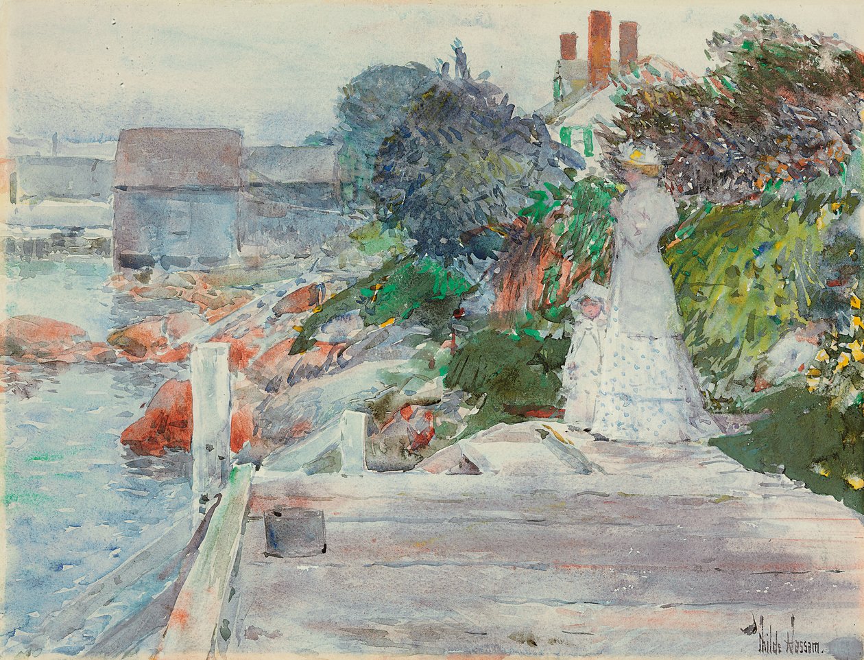 Ocean Front, Gloucester, Massachusetts, ca. 1890-95 (akvarel på papir) af Childe Frederick Hassam
