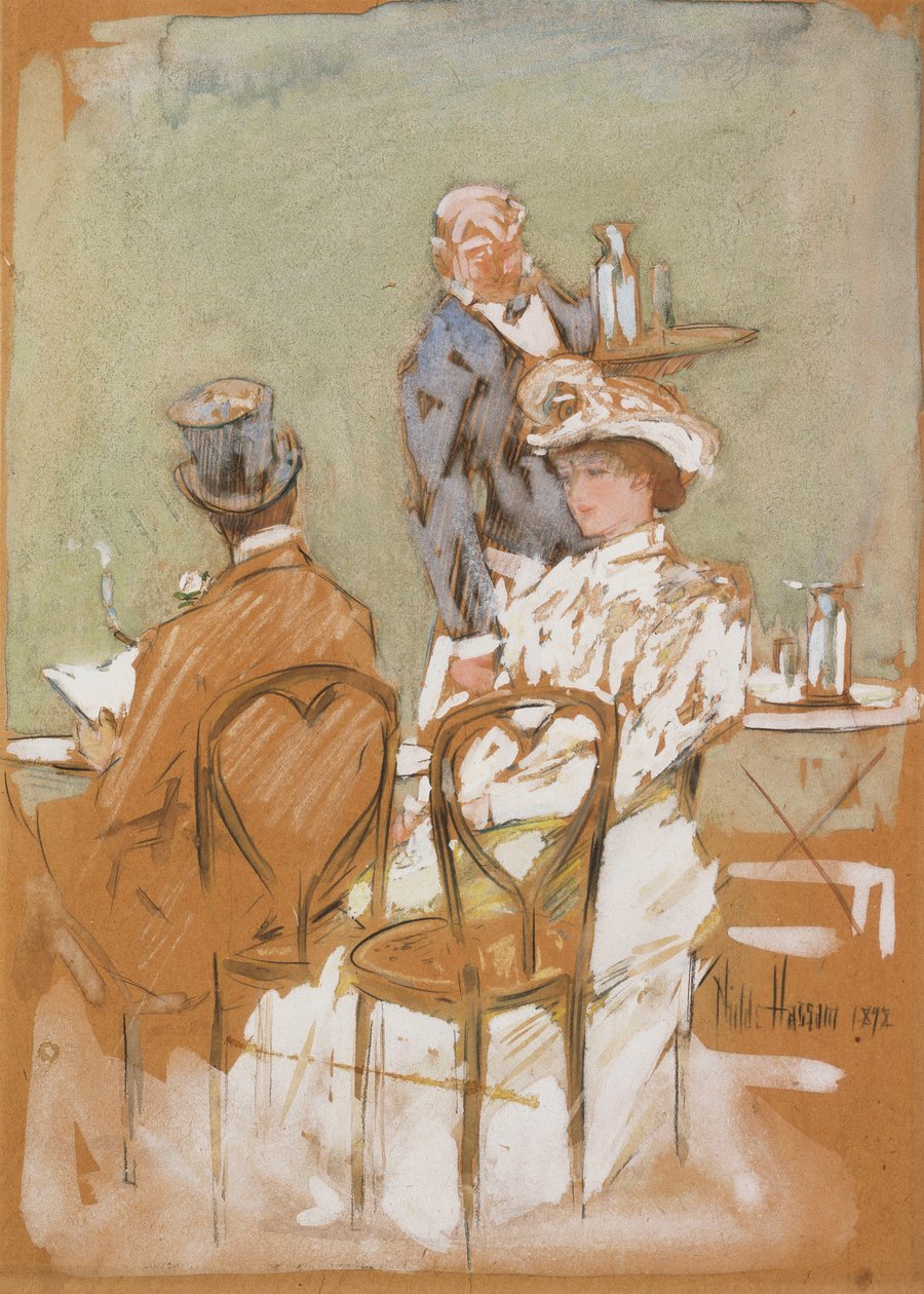 Udenfor Cafeen på Grand Boulevard af Childe Frederick Hassam