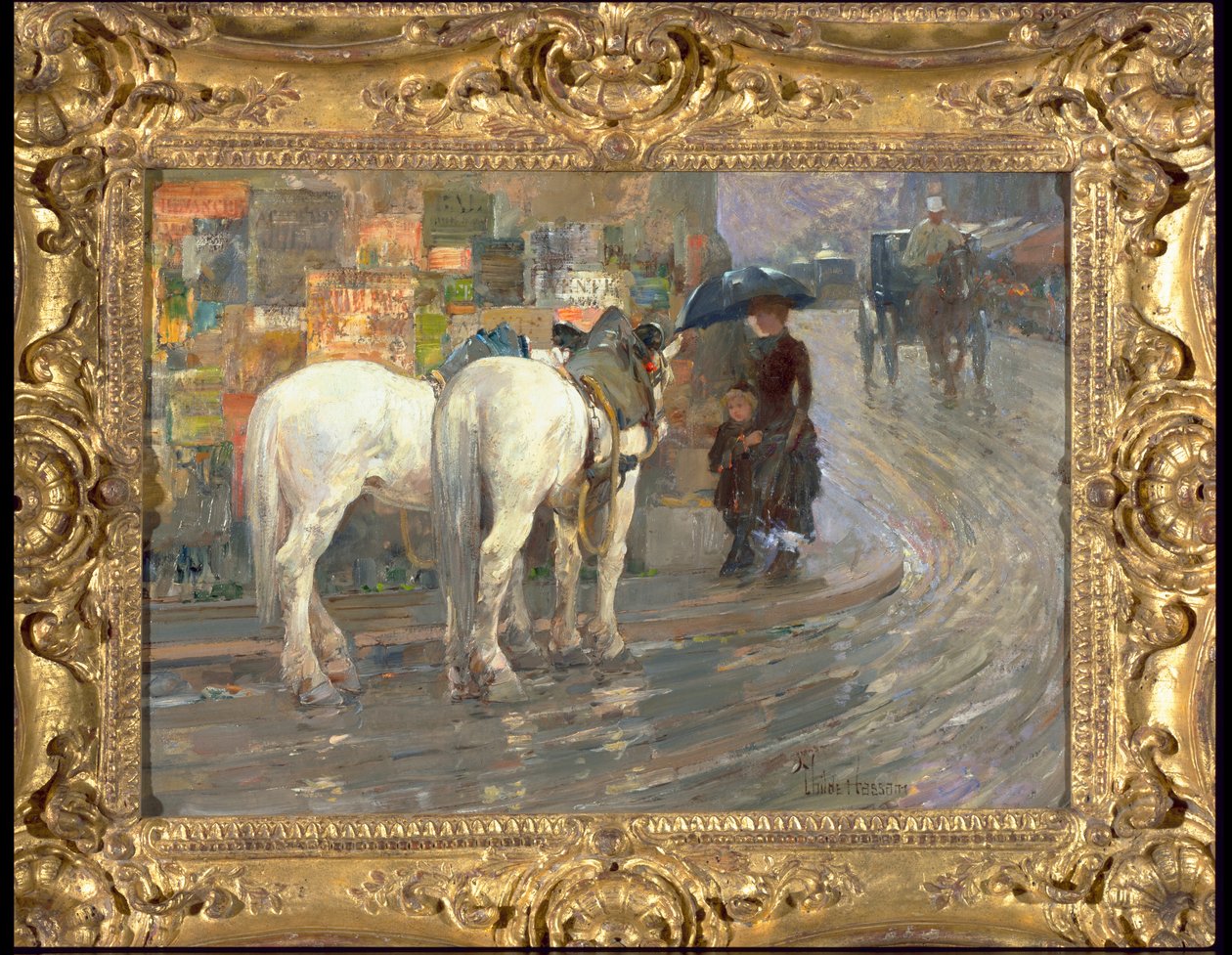 Paris Street Scene, ca. 1889 (olie på karton) af Childe Frederick Hassam