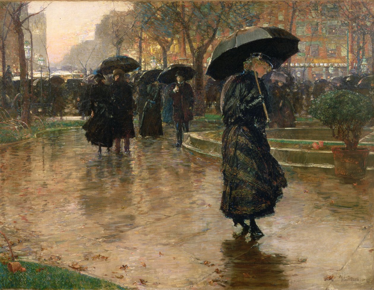 Regnstorm, Union Square af Childe Frederick Hassam