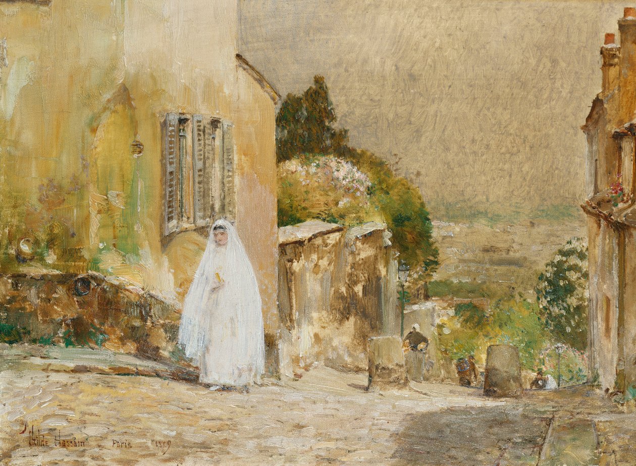 Spring Morning, rue Mont. Cenis, Montmartre af Childe Frederick Hassam