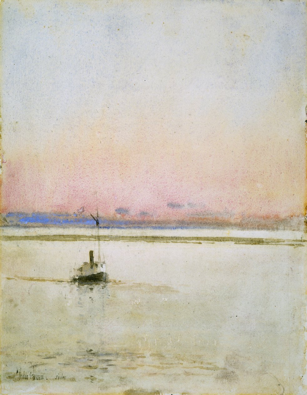 Solnedgang (akvarel på papir) af Childe Frederick Hassam
