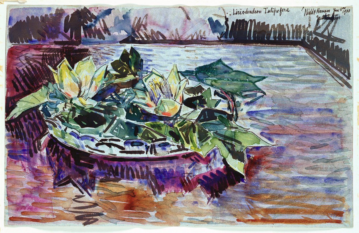 Tulipaner i en skål af Childe Frederick Hassam