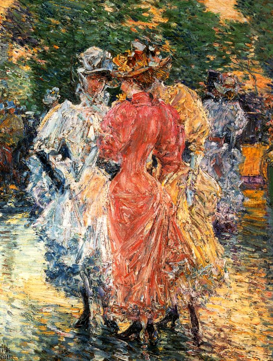 Unge kvinder chatter, ca. 1892 (olie på lærred) af Childe Frederick Hassam