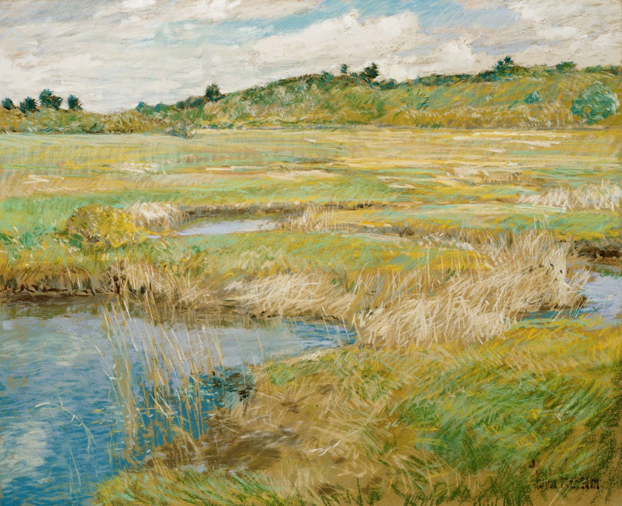 ""prairie a Concord, Massachusetts, Etats Unis"" (The Concord Meadow) Peinture de Childe Hassam (1859-1935) Pastel på lærred vers 1890 Dim 45,7x56,2 cm Nelson-Atkins Museum of Art, Kansas City, Missouri af Childe Frederick Hassam