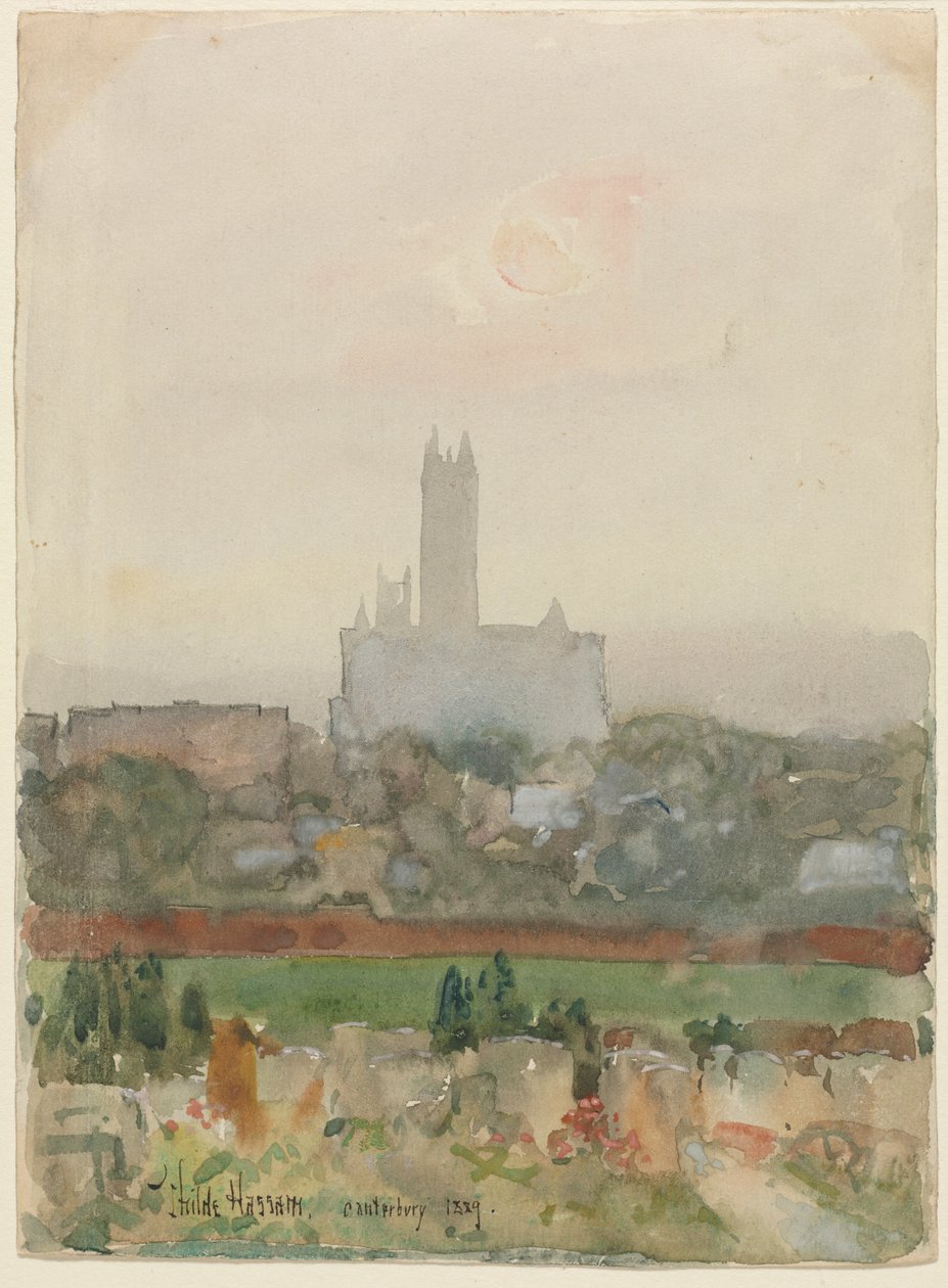 Canterbury Cathedral recto, 1889. af Childe Hassam