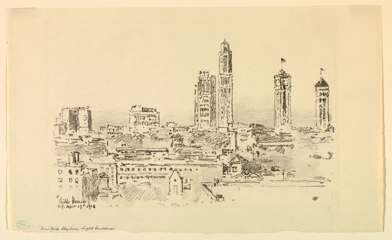 New York Skyline – lette bygninger af Childe Hassam