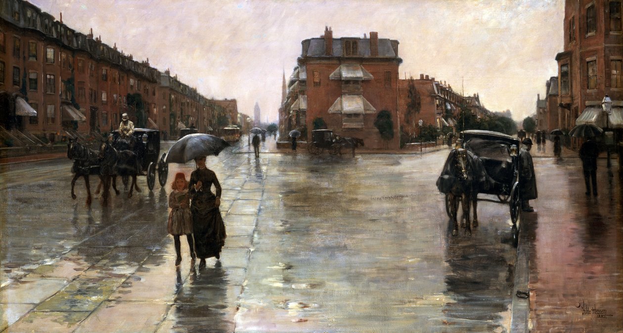 En regnvejrsdag i Boston af Childe Hassam