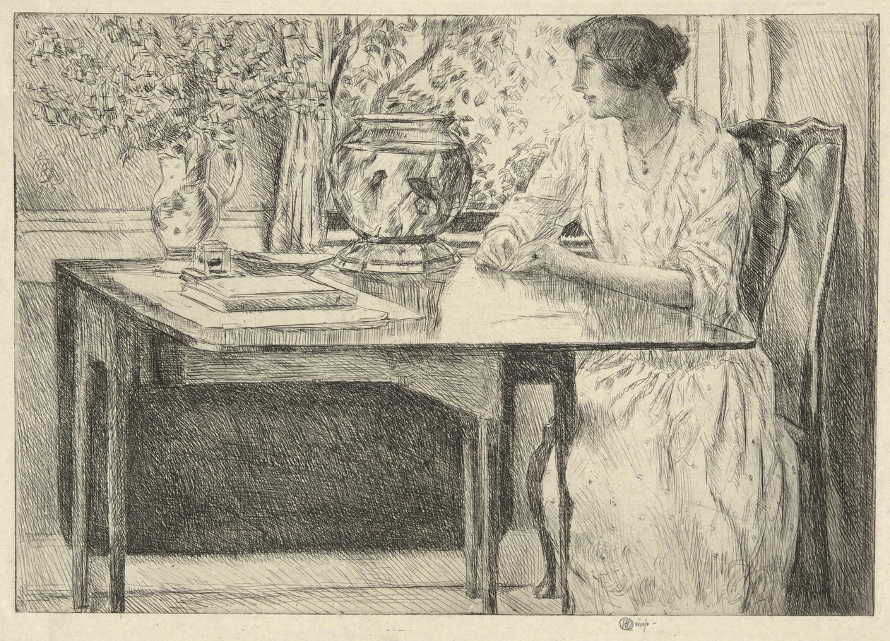 The Colonial Table (Holley House, Cos Cob) (recto); Landskab med lade (verso) af Childe Hassam