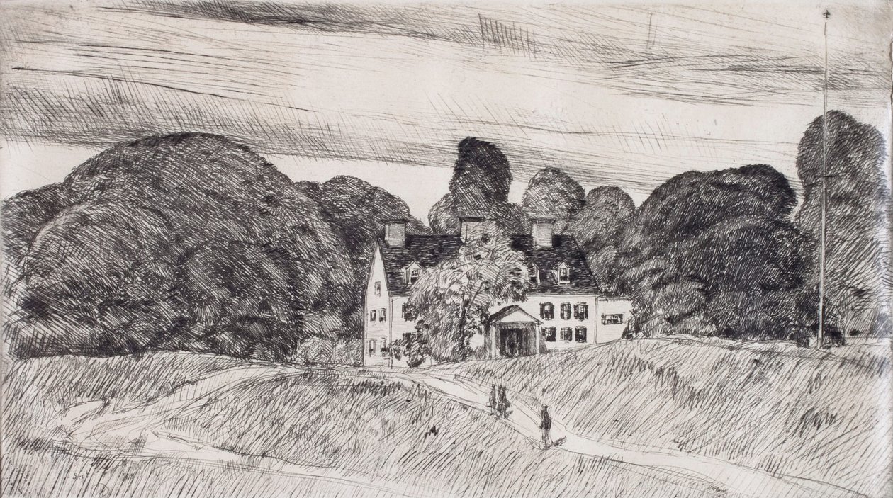 Lion Gardiner-herregården af Childe Hassam