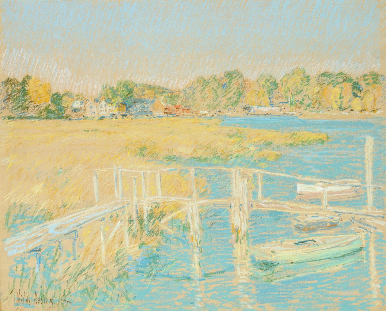 Op ad floden, sen eftermiddag, oktober af Childe Hassam