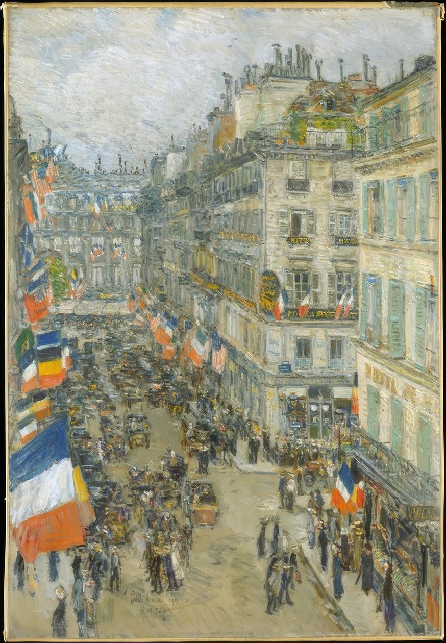 Fjortende juli, Rue Daunou, 1910 af Childe Hassam