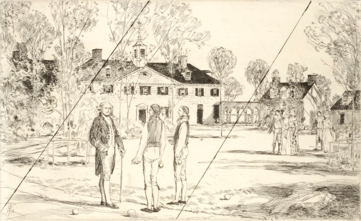 Washington på Mount Vernon (aflyst tryk fra serien »The Bicentennial Pageant of George Washington«) af Childe Hassam