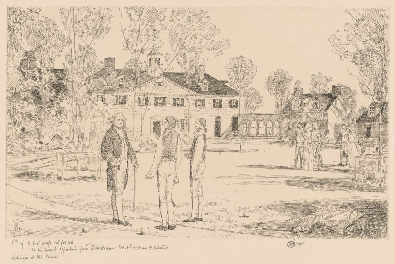 Washington på Mt. Vernon af Childe Hassam