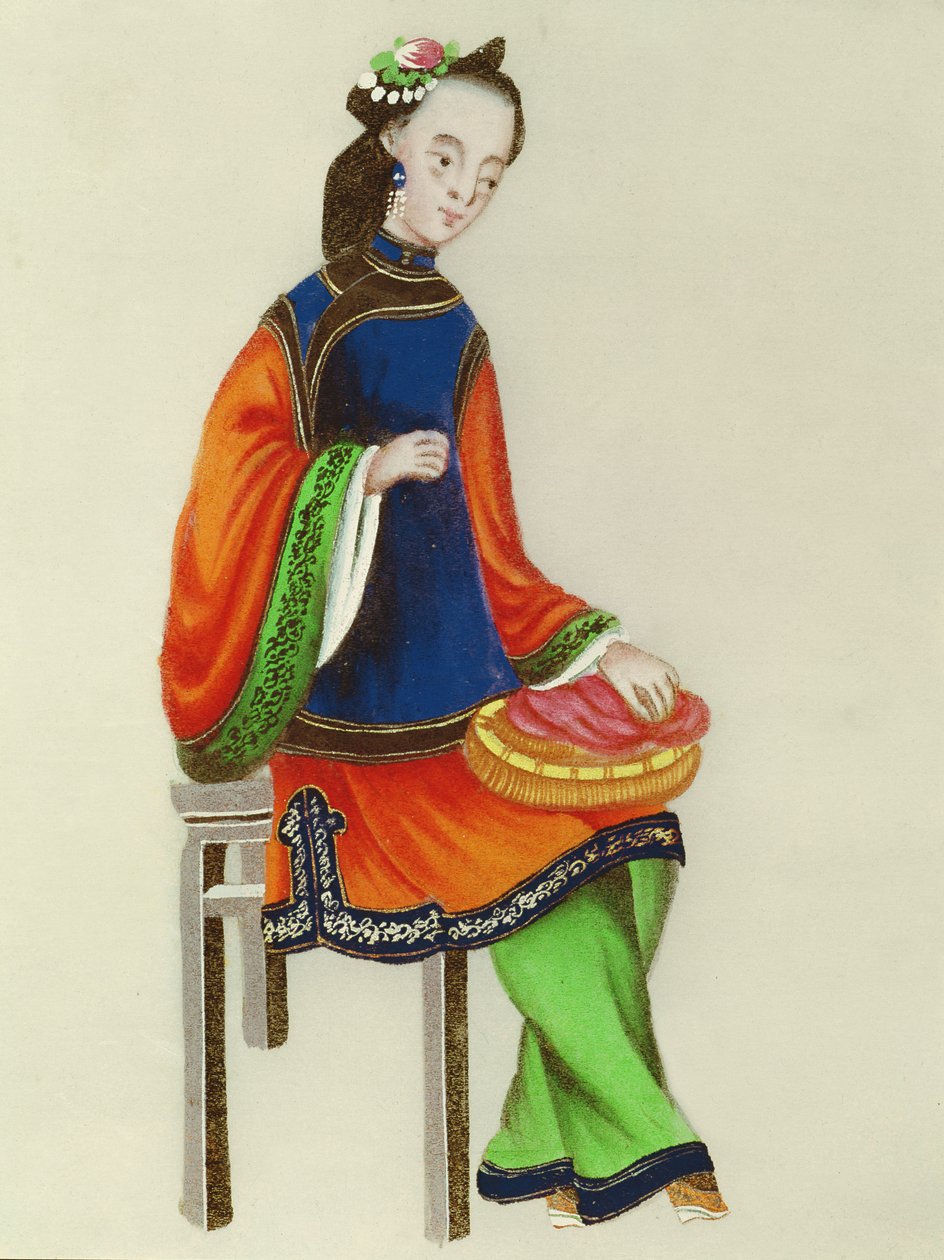 En kinesisk kvinde stopper, Qianlong-perioden (1736-96) af Chinese School
