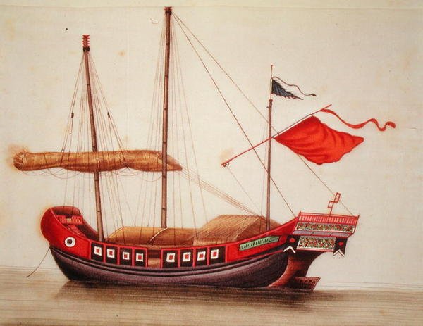 Indskibning af en sejlbåd, Qianlong-perioden (1736-96) af Chinese School