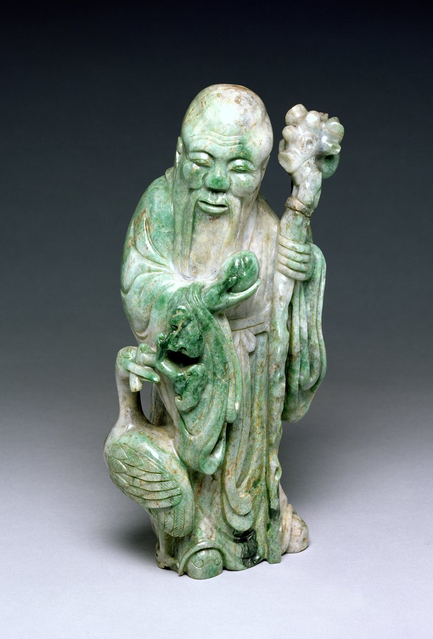Figur af Shou Lao (jade) af Chinese School