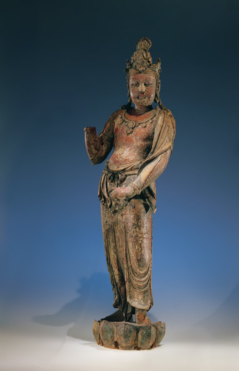 Stående Kuan-yin, Yuan-dynastiet (1271-1368), 1282 (træ) (se 394834 for detaljer) af Chinese School