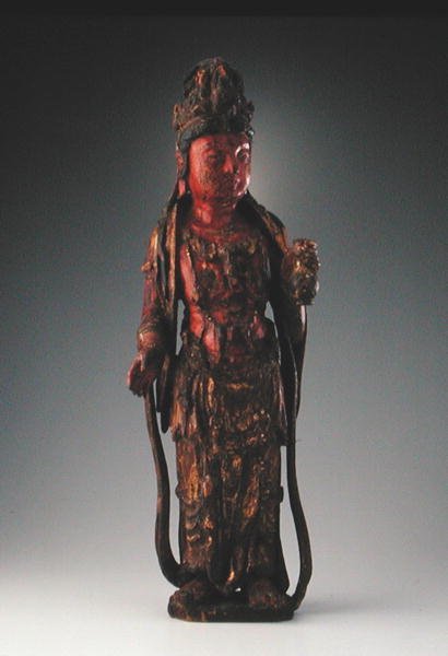 Stående figur af Guanyin, Song-dynastiet (960-1279) (polykromt træ) (se 208019) af Chinese School