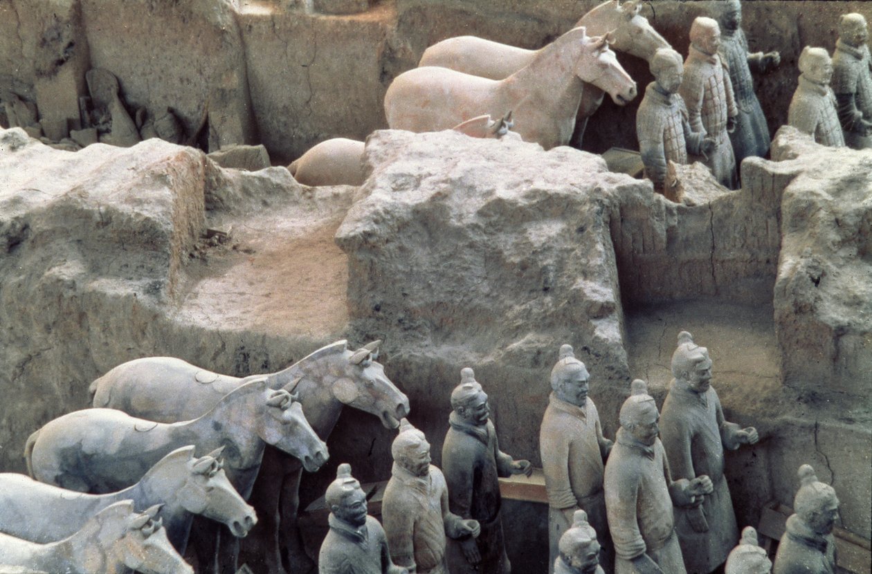 Terrakottahær, Qin-dynastiet, 210 f.Kr. (detalje) af Chinese School