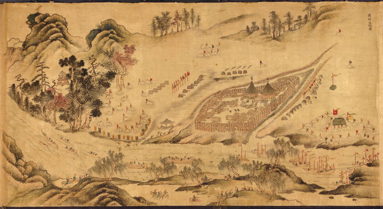 Kort med en russisk lejr i Østsibirien, 1689-1722 af Chinese Master