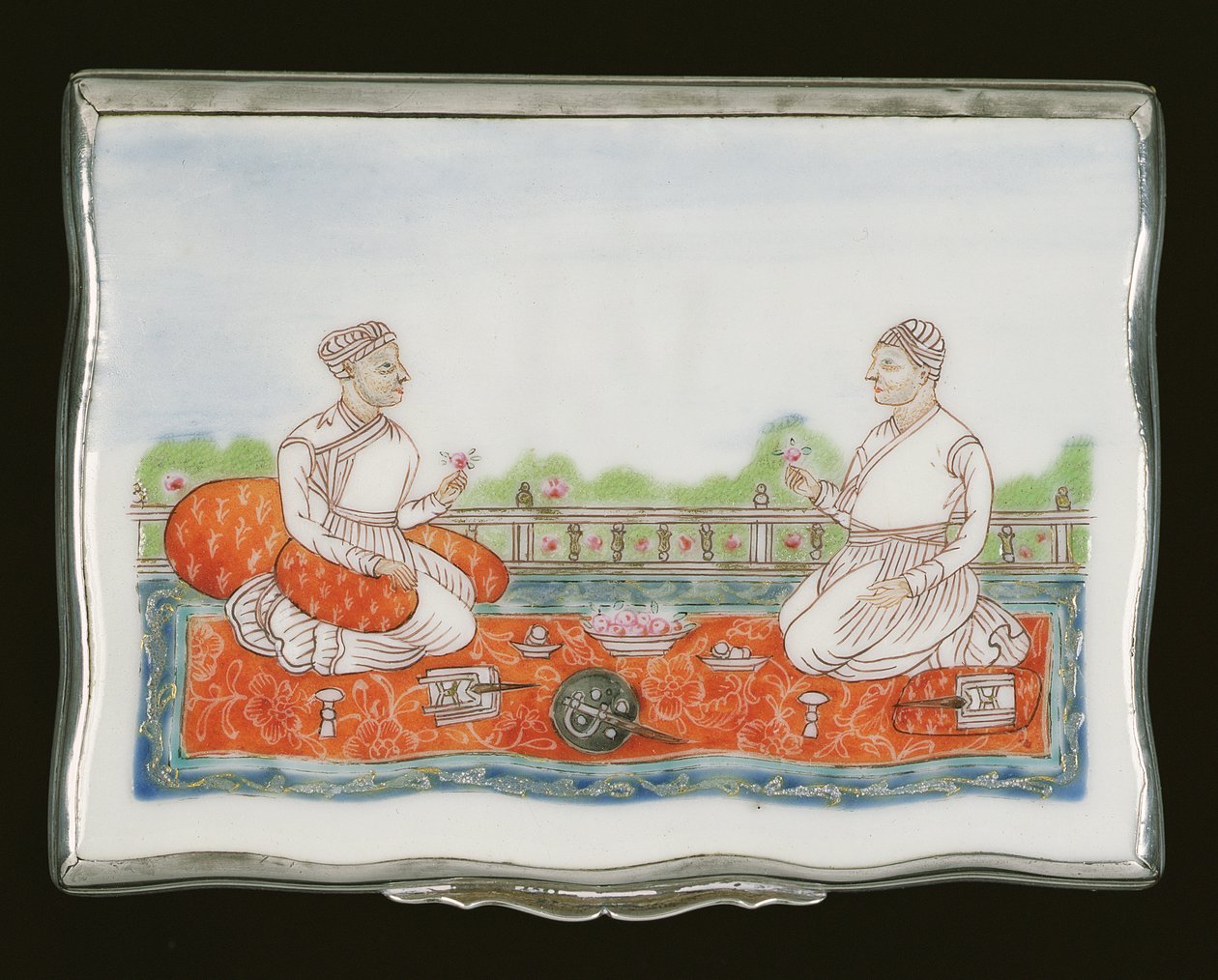 A Mughal Snuff Box, Qianlong Period (1736-95) c.1760 (porcelæn) (se også 314539) af Chinese School