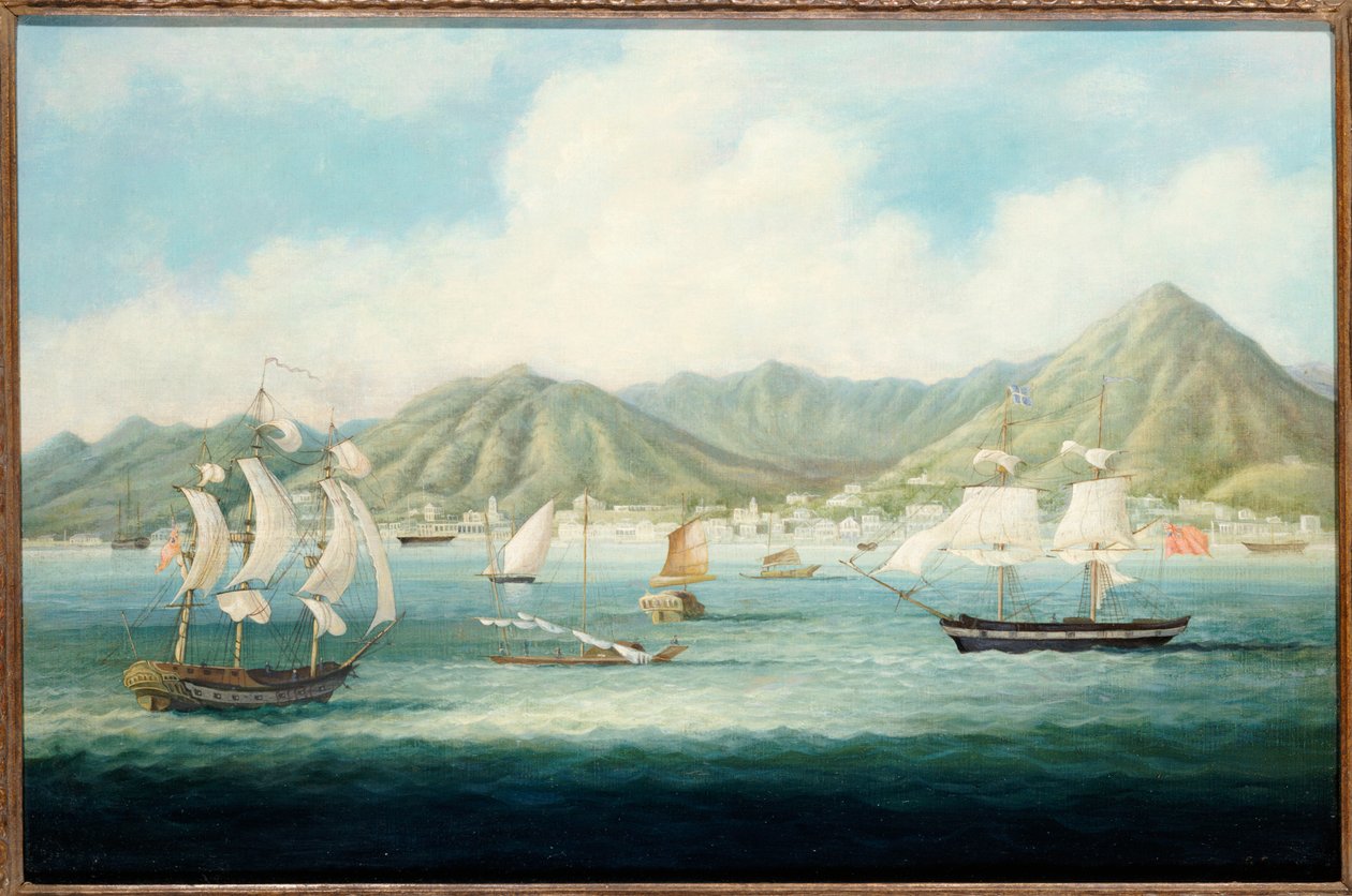 En udsigt over Victoria, Hong Kong med britiske skibe og andre fartøjer, c.1850 af Chinese School