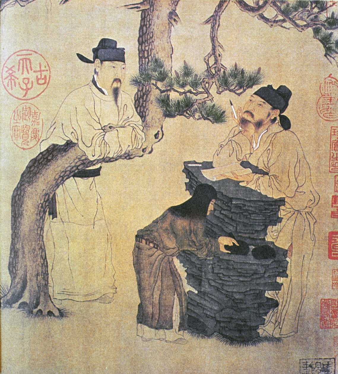 En gammel kinesisk digter, faksimile af original kinesisk rulle af Chinese School