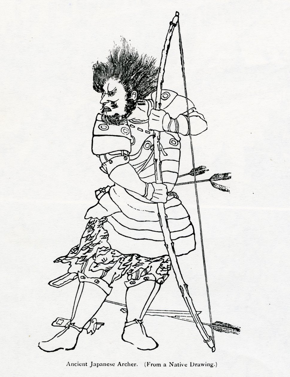 En gammel japansk bueskytte, illustration fra 