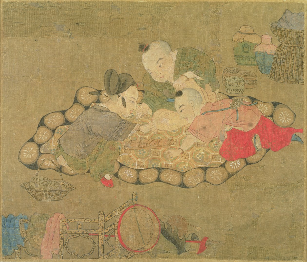 Leger børn, Ming-dynastiet, 1500 (wc på silke) af Chinese School