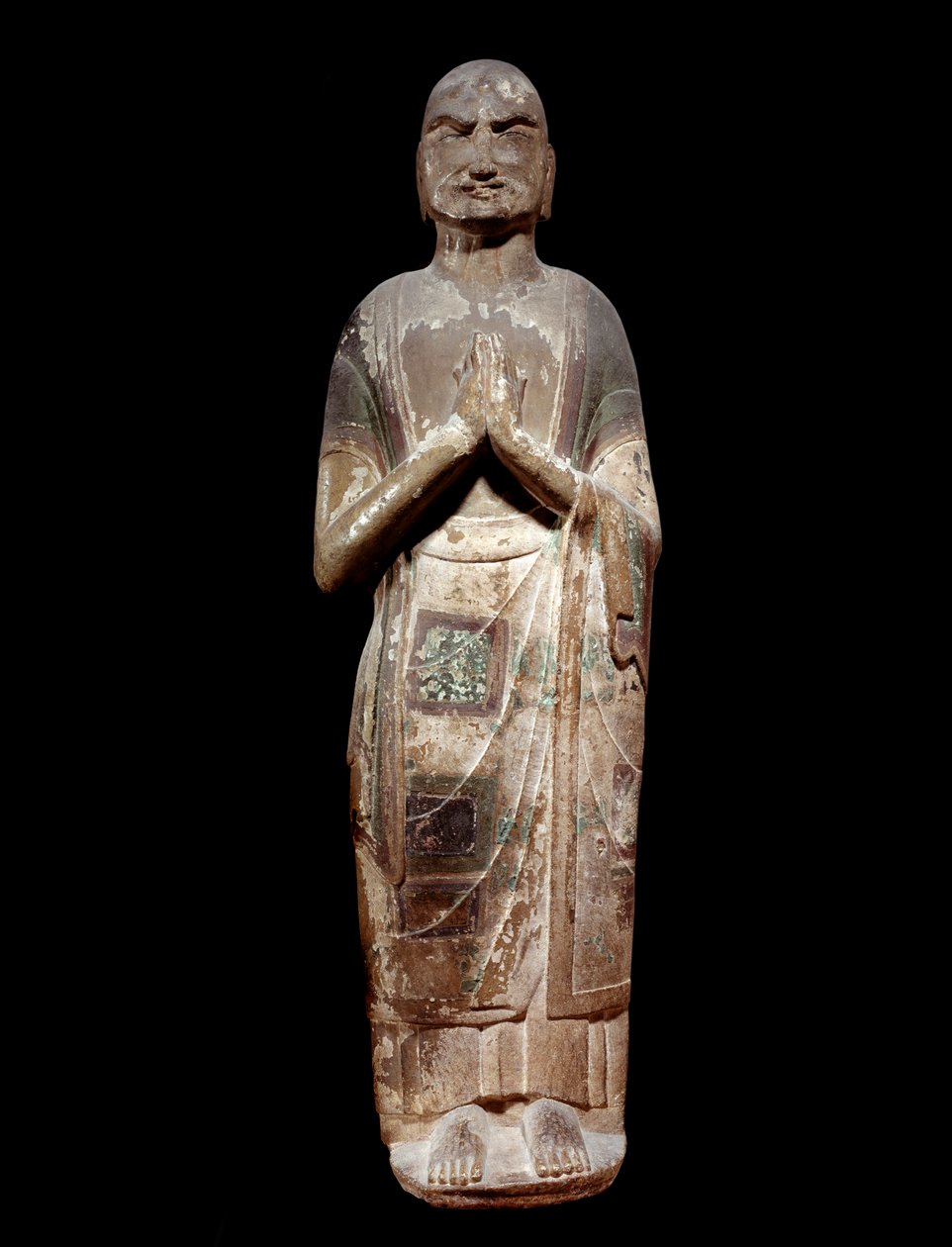Kinesisk kunst: statue, der repræsenterer en kasyapa, munkediscipel af Buddha. Sui-dynastiet (581-618 e.Kr.). Paris, Guimet Museum, Asian Arts Museum. af Chinese School