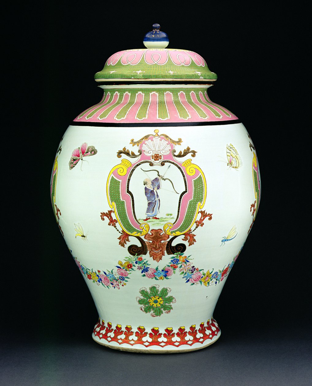 Cisterne malet med et design af Cornelis Pronk (1691-1759) c.1730 (porcelæn) (se 206565 for håndvask) af Chinese School