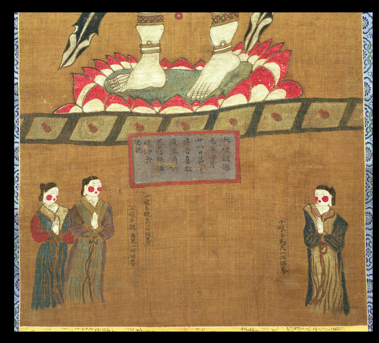 Kvindelige figurer, der ofrer til Avalokitesvara af Chinese School