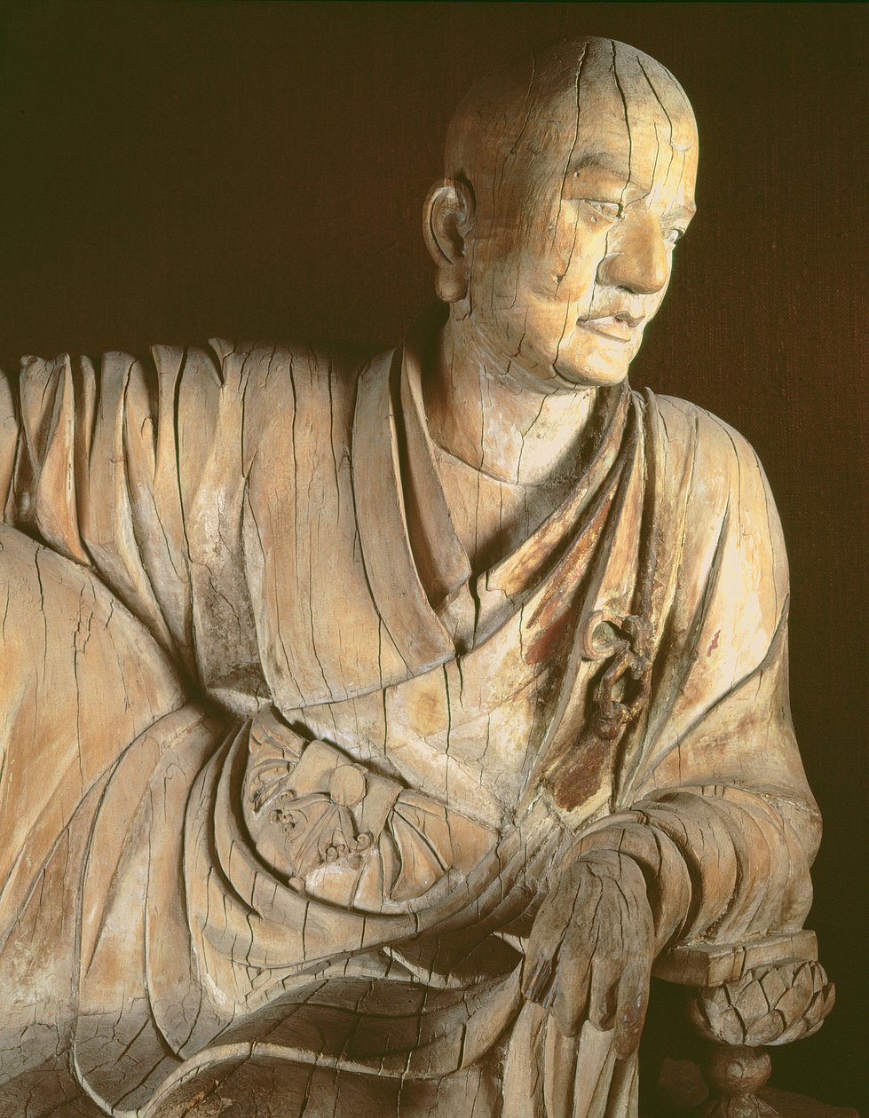 Figur af en lohan, Yuan-dynasti (1260-1368) (træ) af Chinese School