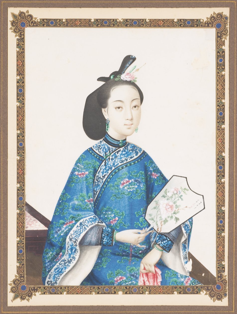 Indrammet portræt af Howquas kone, ca. 1850-70 af Chinese School