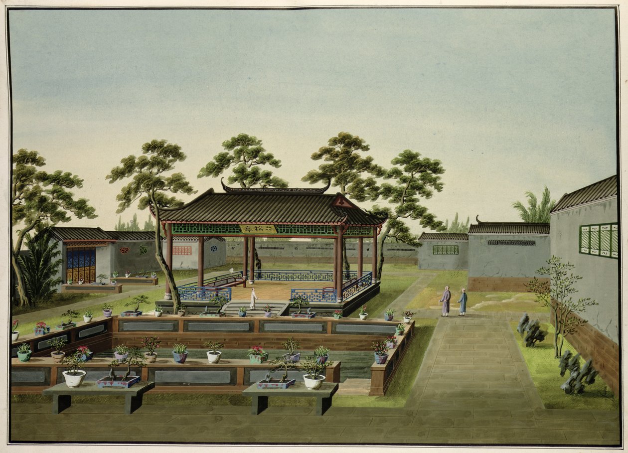 Havescene, ca. 1820-40 (wc på papir) af Chinese School