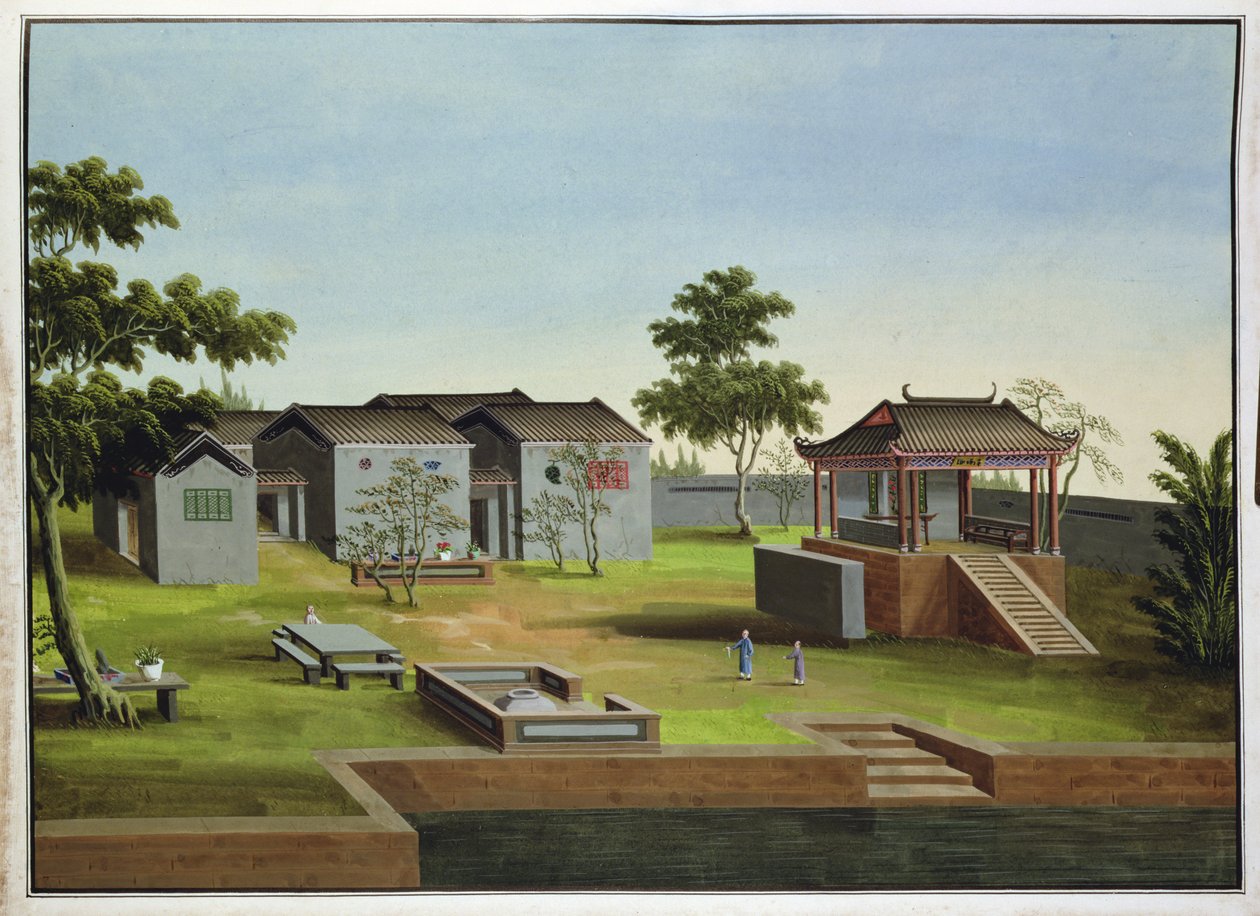 Havescene, ca. 1820-40 (wc på papir) af Chinese School