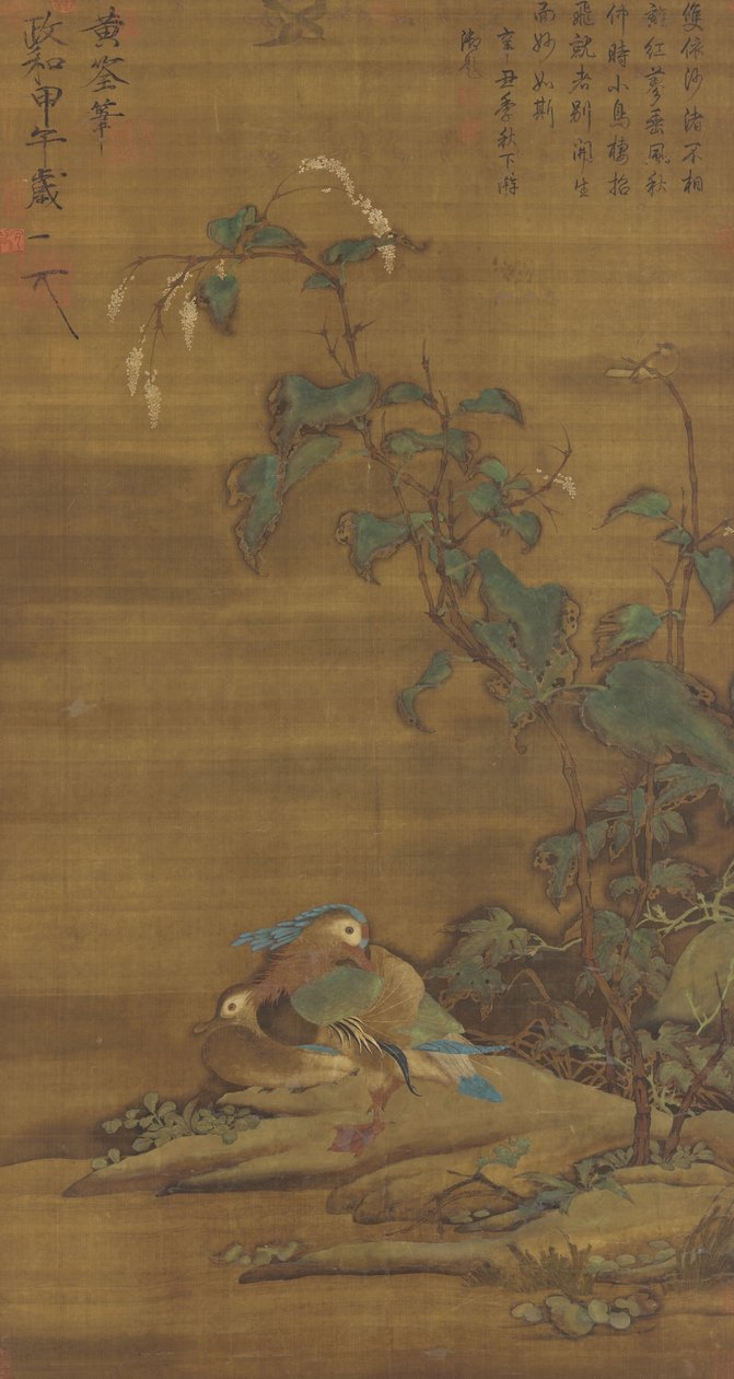 Mandarinænder under smartweed, Ming- eller Qing-dynastiet, 15.-18. århundrede af Chinese School