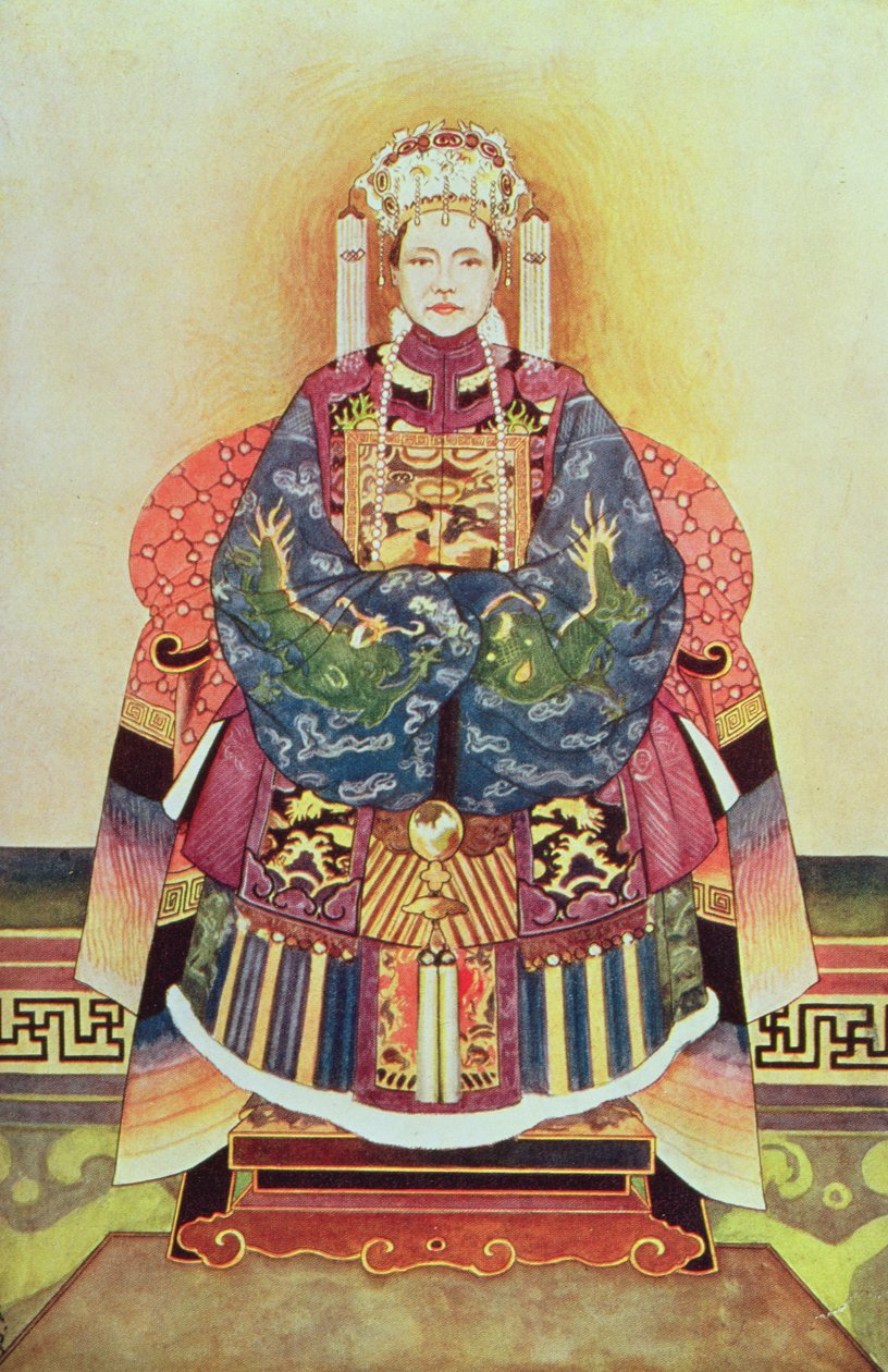 Portræt af Tzu Hsi, enkekejserinde (1835-1908) af Chinese School