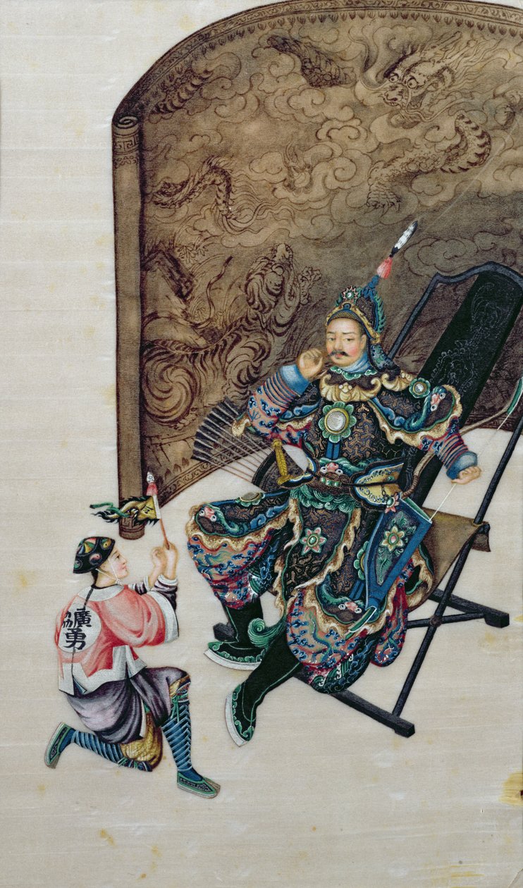 Siddende kriger med en soldat af Chinese School