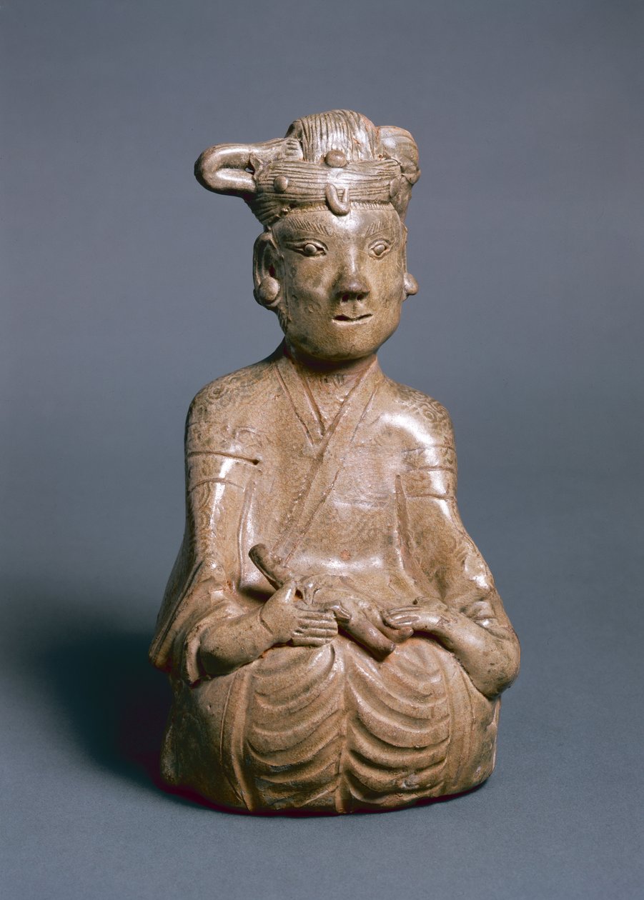 Siddende figur, Western Jin, 265-316 (grøntøj) af Chinese School