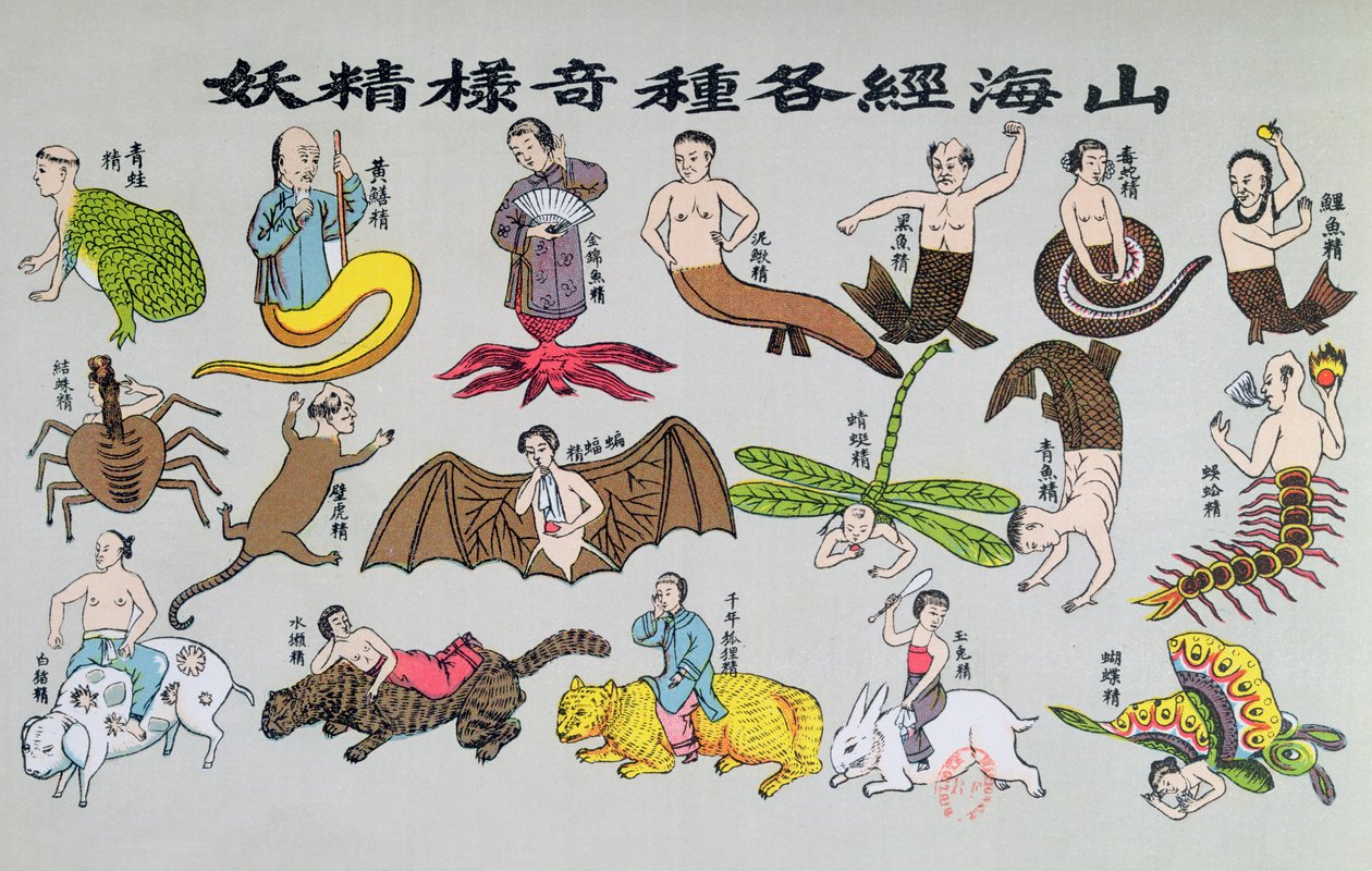 Forskellige reinkarnationer af sjælen i dyreformer, gengivet i Recherche sur les superstitions en Chine af Fader Henri Dore og udgivet i 1911 af Chinese School