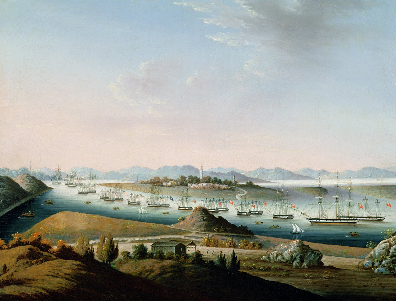 Udsigt over Whampoa, ca. 1840 af Chinese School