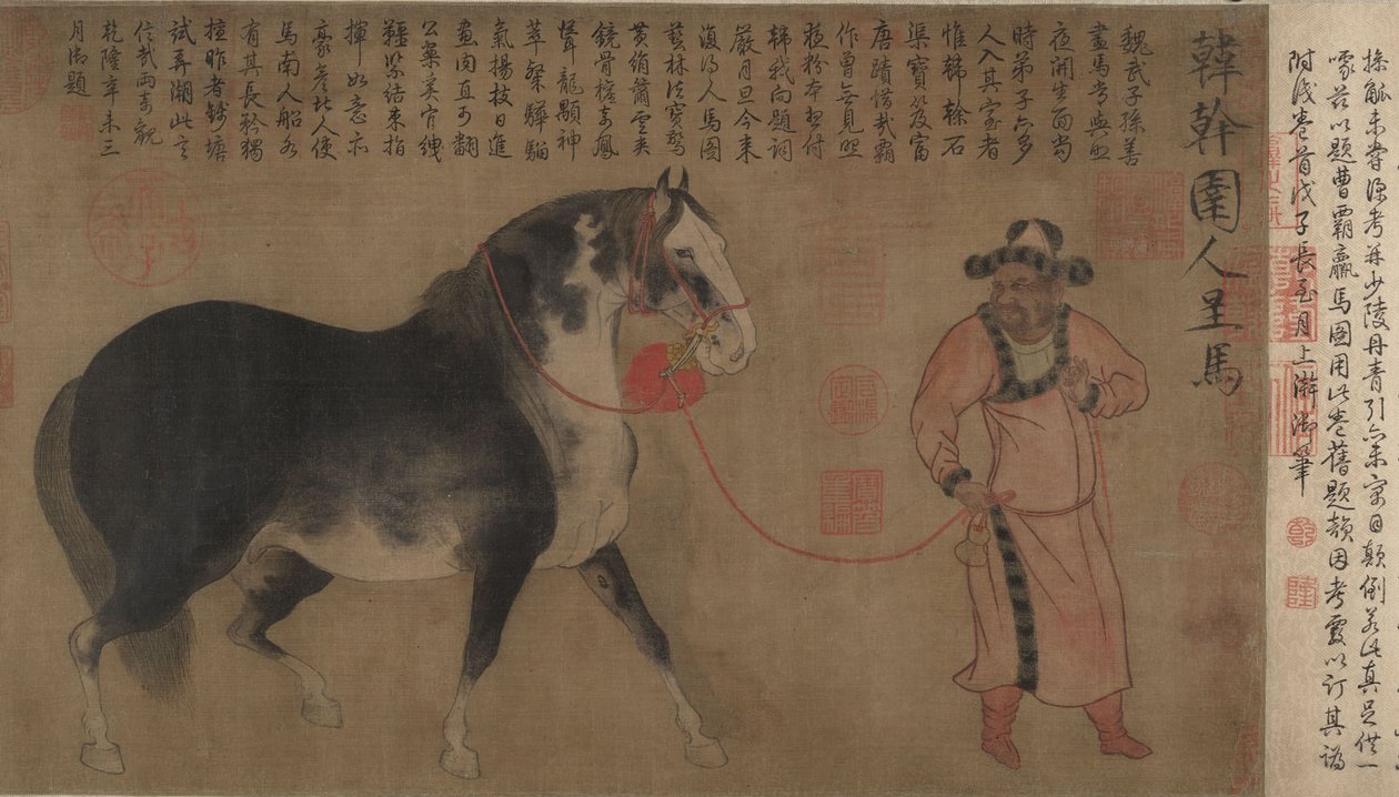 Hingst med brudgom, håndscroll af Chinese School Chinese School