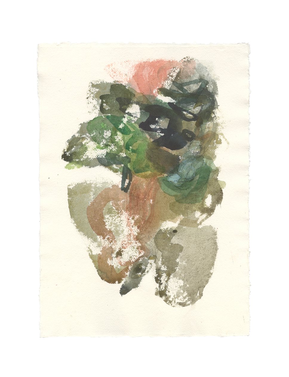 Abstrakt komposition, Organic series, 2022 (akvarel, gouache og kul på 320gsm håndlavet akvarelpapir) af Ching Fun Tso